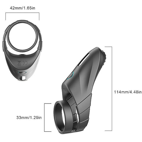 10 Functions Vibrating Dual Penis Ring with Taint Teaser - Vibrating Cock Rings