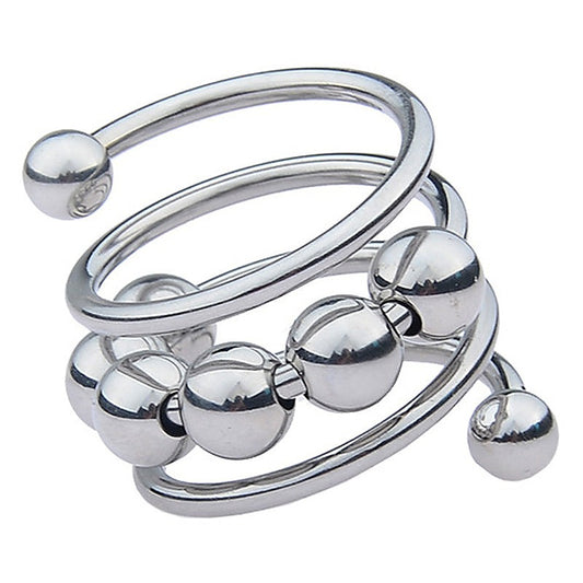 Stainless Steel Six Removable Ball Mens Cock Ring by BDStyle - Steel Cock Rings