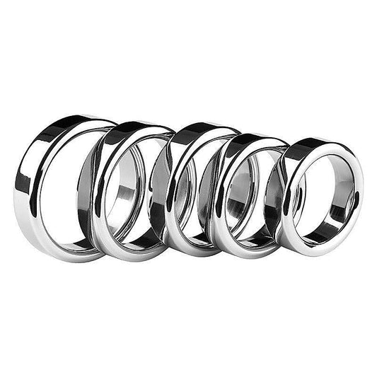 Chrome Stainless Steel Mens Cock Ring 1.5cm Height - Steel Cock Rings