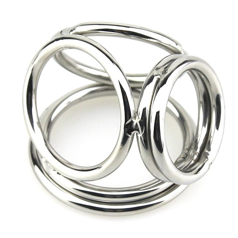 BDStyle Stainless Steel Quad 4 Ring Cock and Ball Cage Premium Design - Steel Cock Rings