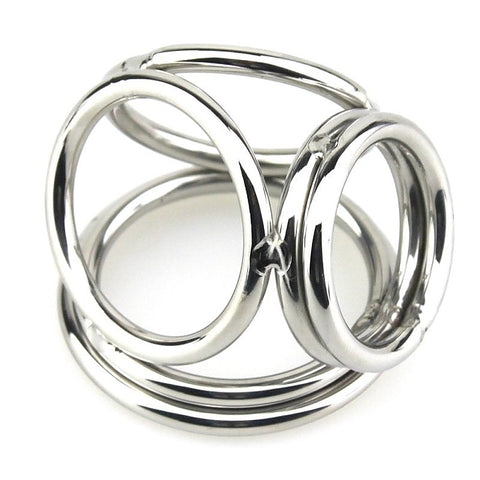 BDStyle Stainless Steel Quad 4 Ring Cock and Ball Cage Premium Design - Steel Cock Rings
