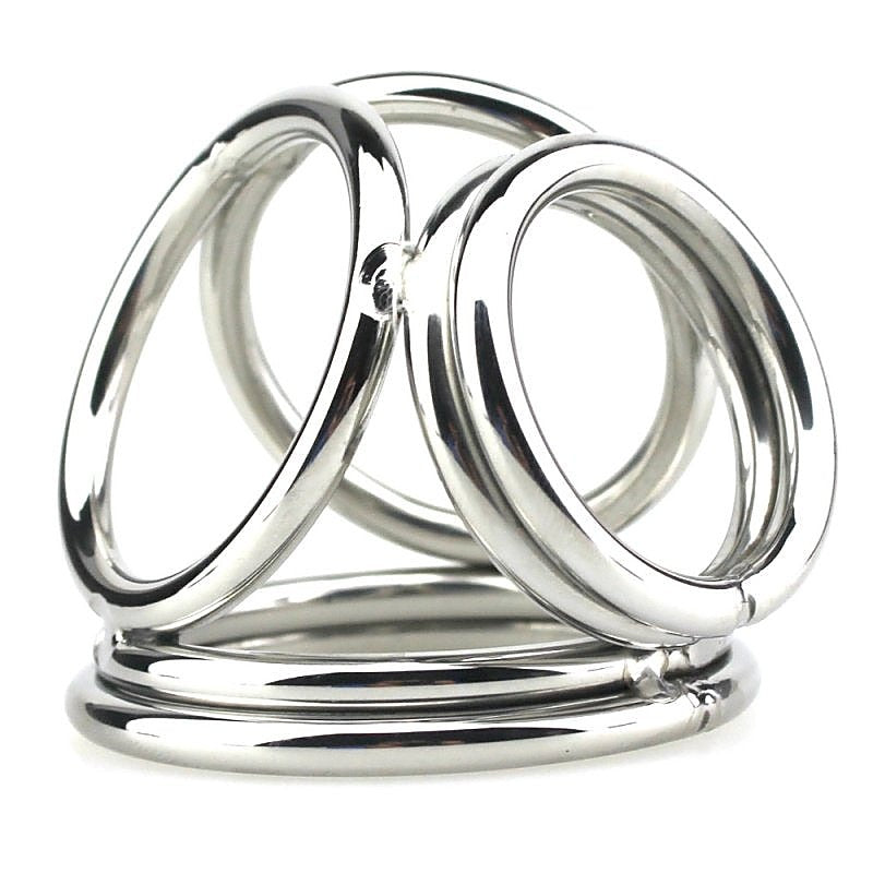 BDStyle Stainless Steel Quad 4 Ring Cock and Ball Cage Premium Design - Steel Cock Rings