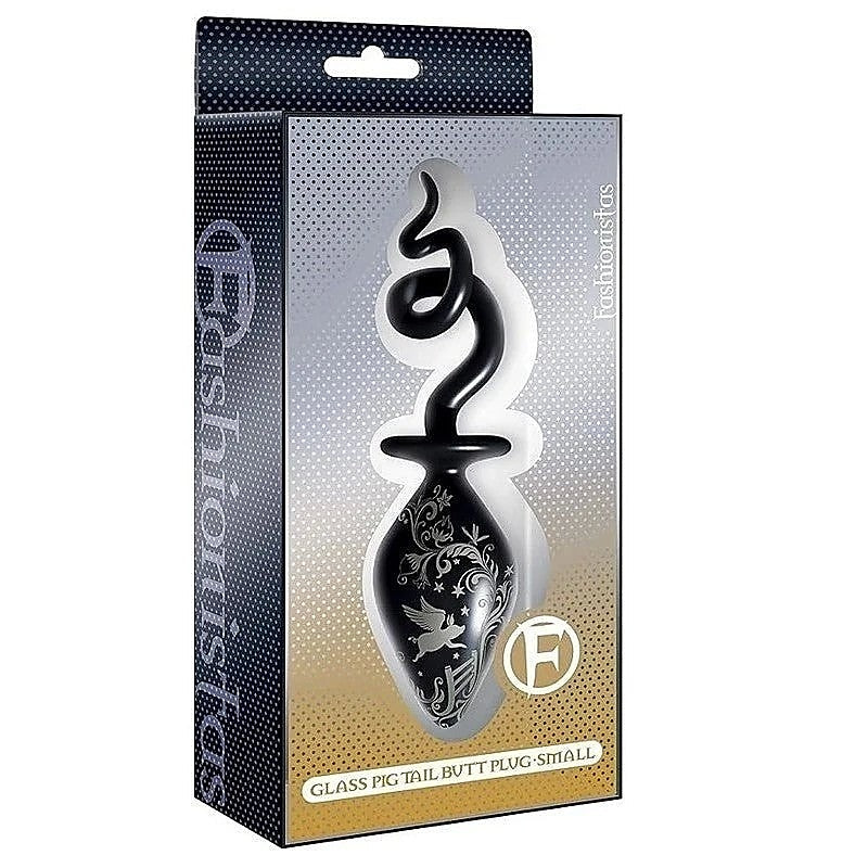 Icon Brands Fashionistas Glass Pig Tail Butt Plug Small Premium Borosilicate - Butt Plugs