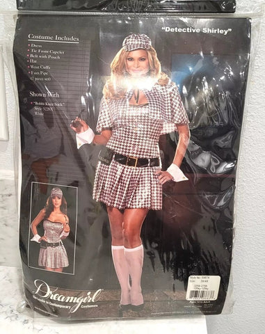 Dream Girl Halloween Detective Shirley Sexy Costume Medium Houndstooth Pattern - Fancy Dress Ups