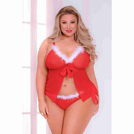 Secret Santa Christmas Camidoll Set by Seven 'til Midnight - Plus Sized Lingerie