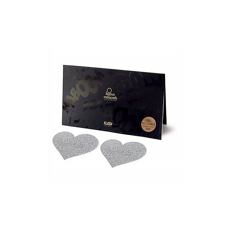 Bijoux Indiscrets SI Flash Bolt Heart Shape Pasties Silver Premium Nipple - Breast and Nipple Toys