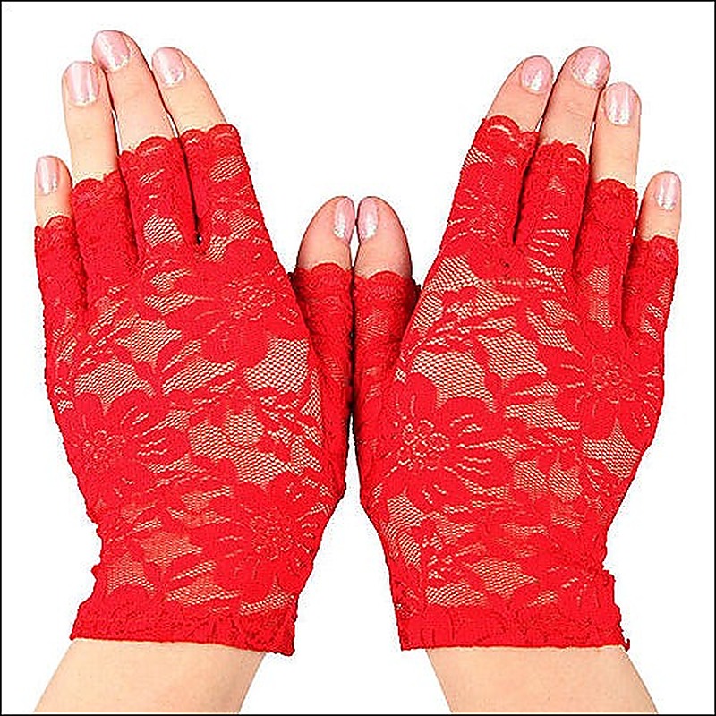 Rock and Roll Soft and Stretchy Fingerless Lace Gloves - Wigs and Gloves