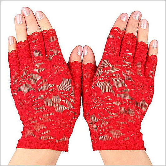 Rock and Roll Soft and Stretchy Fingerless Lace Gloves - Wigs and Gloves
