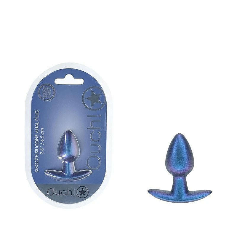 OUCH! 6.5 cm Small Metallic Silicone Butt Plug by Shots Toys - Butt Plugs