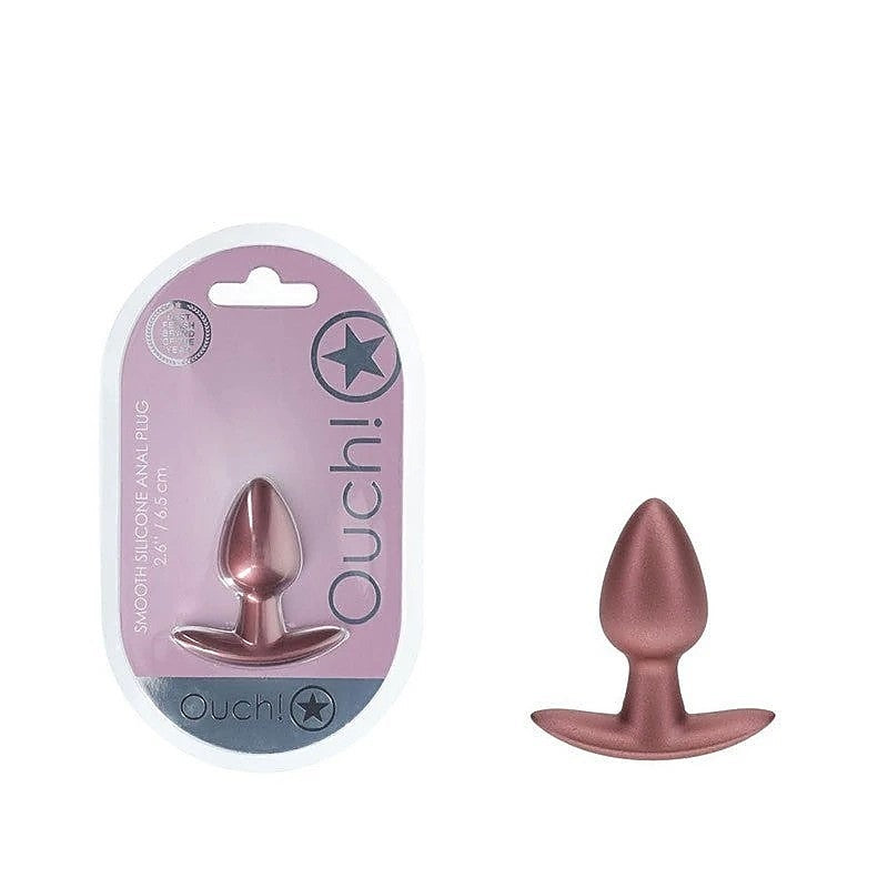 OUCH! 6.5 cm Small Metallic Silicone Butt Plug by Shots Toys - Butt Plugs