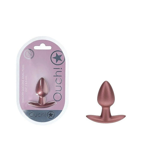 OUCH! 6.5 cm Small Metallic Silicone Butt Plug by Shots Toys - Butt Plugs