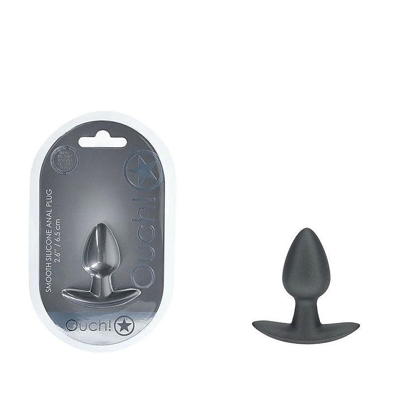OUCH! 6.5 cm Small Metallic Silicone Butt Plug by Shots Toys - Butt Plugs
