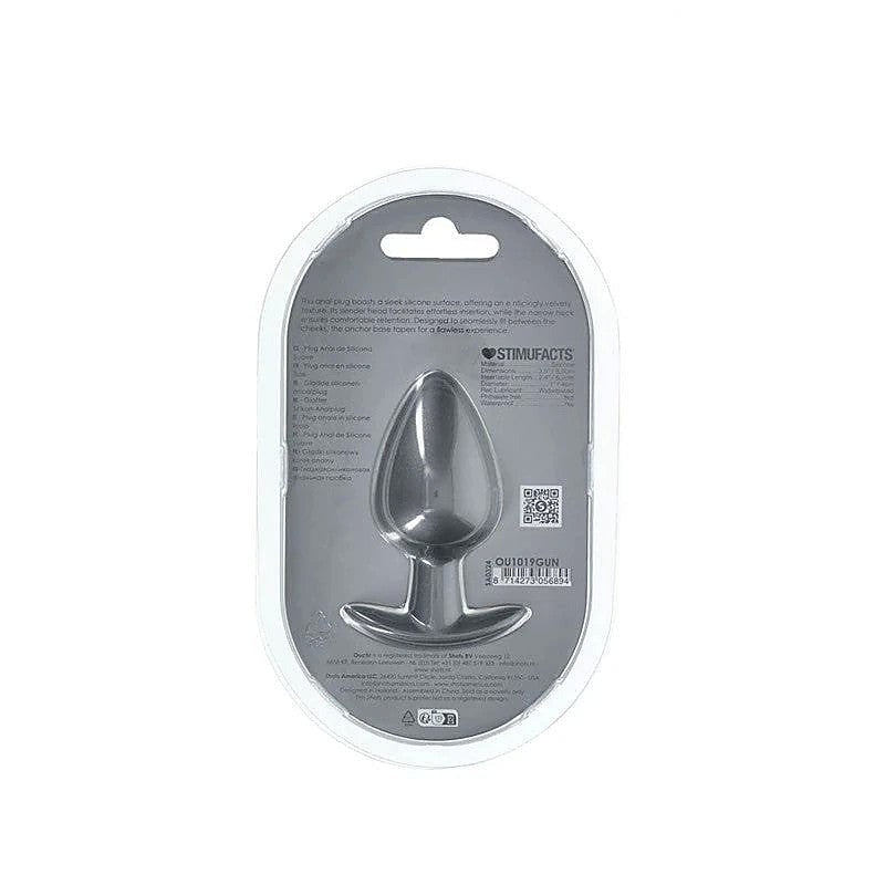 OUCH! 8.9 cm Large Metallic and Soft Silicone Anal Plug - Butt Plugs