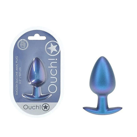 OUCH! 8.9 cm Large Metallic and Soft Silicone Anal Plug - Butt Plugs