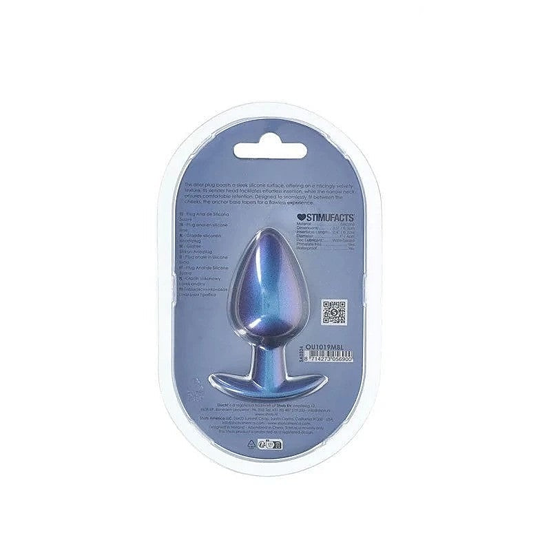 OUCH! 8.9 cm Large Metallic and Soft Silicone Anal Plug - Butt Plugs