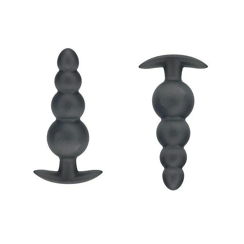 Beaded Metallic Silicone Anal Plug by Shots Toys - Butt Plugs