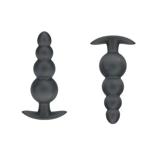 Beaded Metallic Silicone Anal Plug by Shots Toys - Butt Plugs