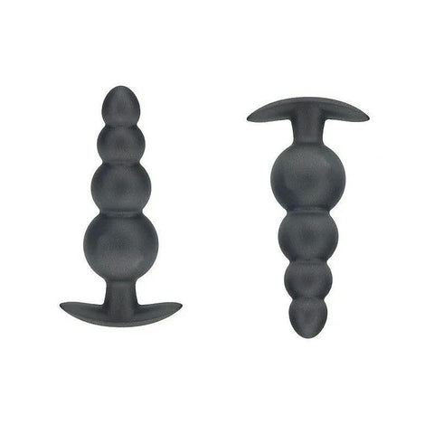 Beaded Metallic Silicone Anal Plug by Shots Toys - Butt Plugs