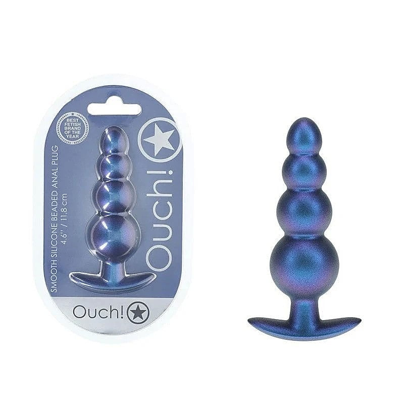 Beaded Metallic Silicone Anal Plug by Shots Toys - Butt Plugs