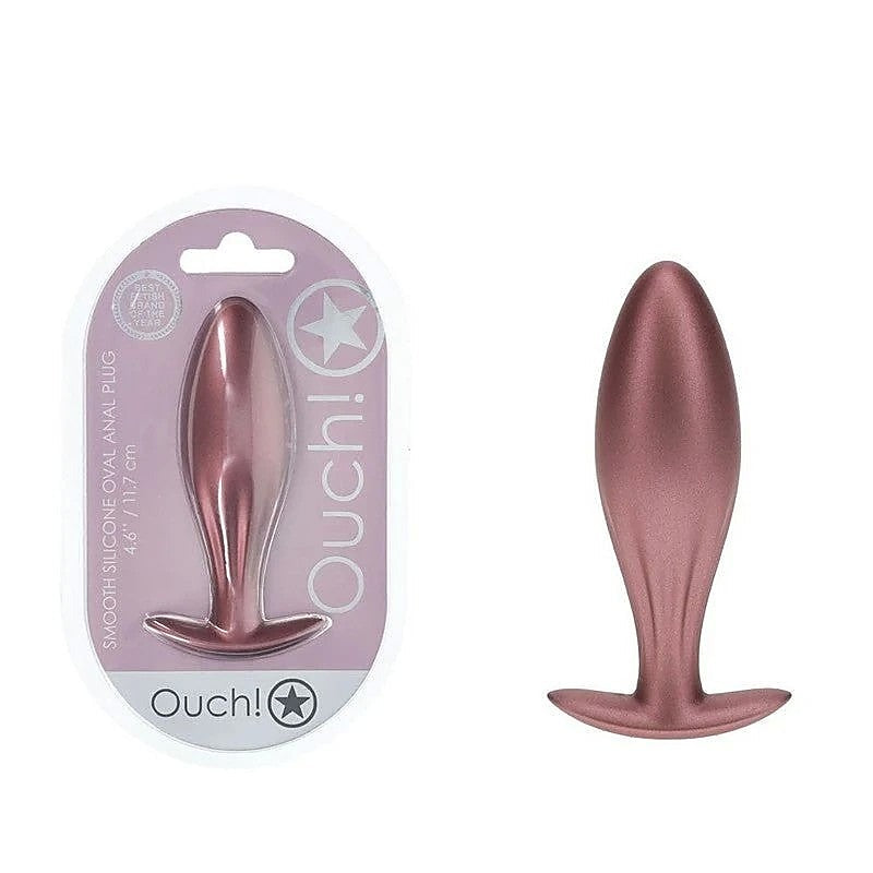 Shots Toys OUCH! Oval Shaped 11.7 cm Metallic Waterproof Anal Plug Premium - Butt Plugs