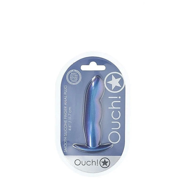 Shots Toys OUCH! Finger Shaped 11.7cm Metallic Silicone Butt Plug Anal Play - Butt Plugs