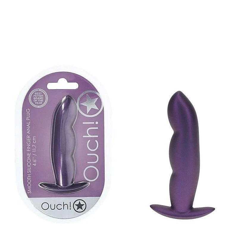 Shots Toys OUCH! Finger Shaped 11.7cm Metallic Silicone Butt Plug Anal Play - Butt Plugs