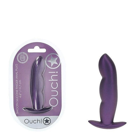 Shots Toys OUCH! Finger Shaped 11.7cm Metallic Silicone Butt Plug Anal Play - Butt Plugs