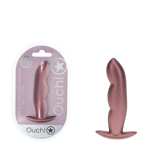 Shots Toys OUCH! Finger Shaped 11.7cm Metallic Silicone Butt Plug Anal Play - Butt Plugs