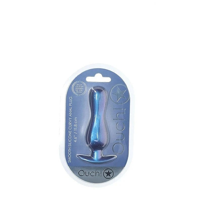 Shots Toys OUCH! Curvy 11.7 cm Metallic Silicone Anal Plug Premium Design - Butt Plugs