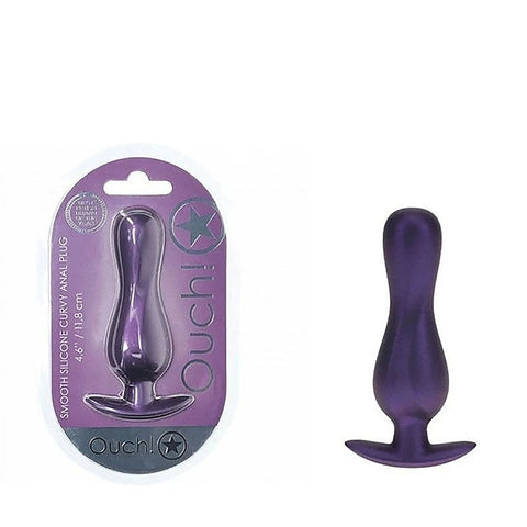Shots Toys OUCH! Curvy 11.7 cm Metallic Silicone Anal Plug Premium Design - Butt Plugs