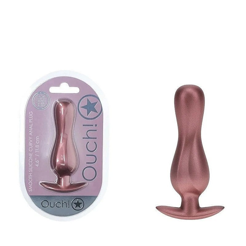 Shots Toys OUCH! Curvy 11.7 cm Metallic Silicone Anal Plug Premium Design - Butt Plugs