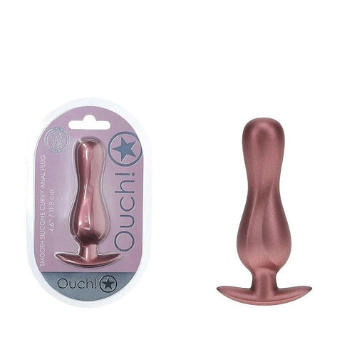Shots Toys OUCH! Curvy 11.7 cm Metallic Silicone Anal Plug Premium Design - Butt Plugs