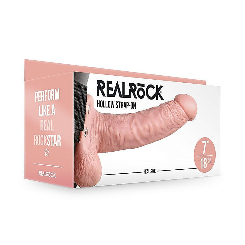 REALROCK Hollow Strap-On Dong with Balls by Shots Toys - Strap On Sextoys