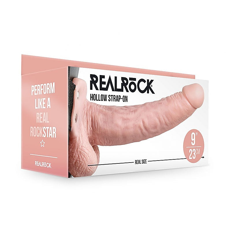REALROCK Hollow Strap-On Dong with Balls by Shots Toys - Strap On Sextoys