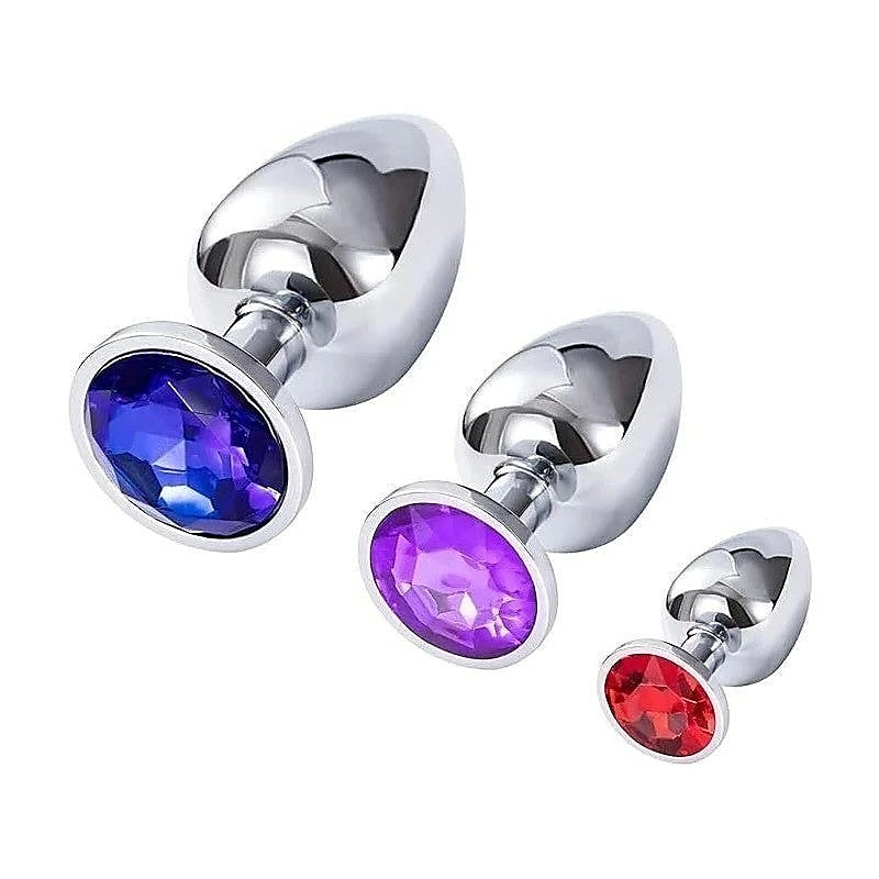 SXE Stainless Steel Comfort 3 Piece Butt Plug Set with Progressive Sizes - Butt Plugs