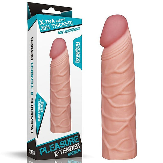 Pleasure X Tender Penis Extension Sleeve 2.5cm Flesh - Penis Sleeves and Extenders