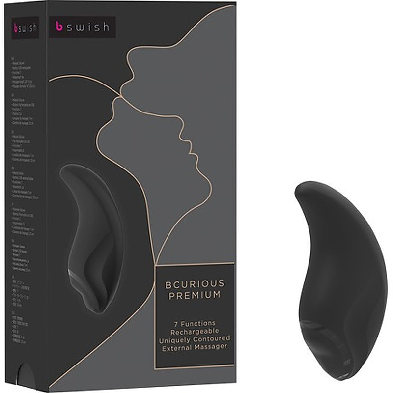 B Swish Bcurious Premium 7 Function Clitoral Stimulator Noir - Clit Ticklers and Pulsators