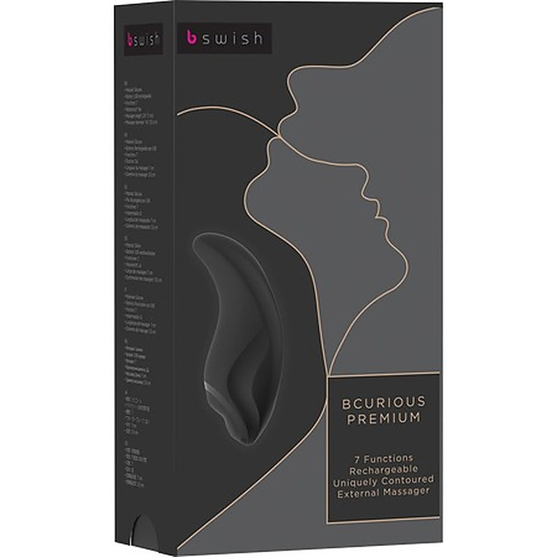 B Swish Bcurious Premium 7 Function Clitoral Stimulator Noir - Clit Ticklers and Pulsators