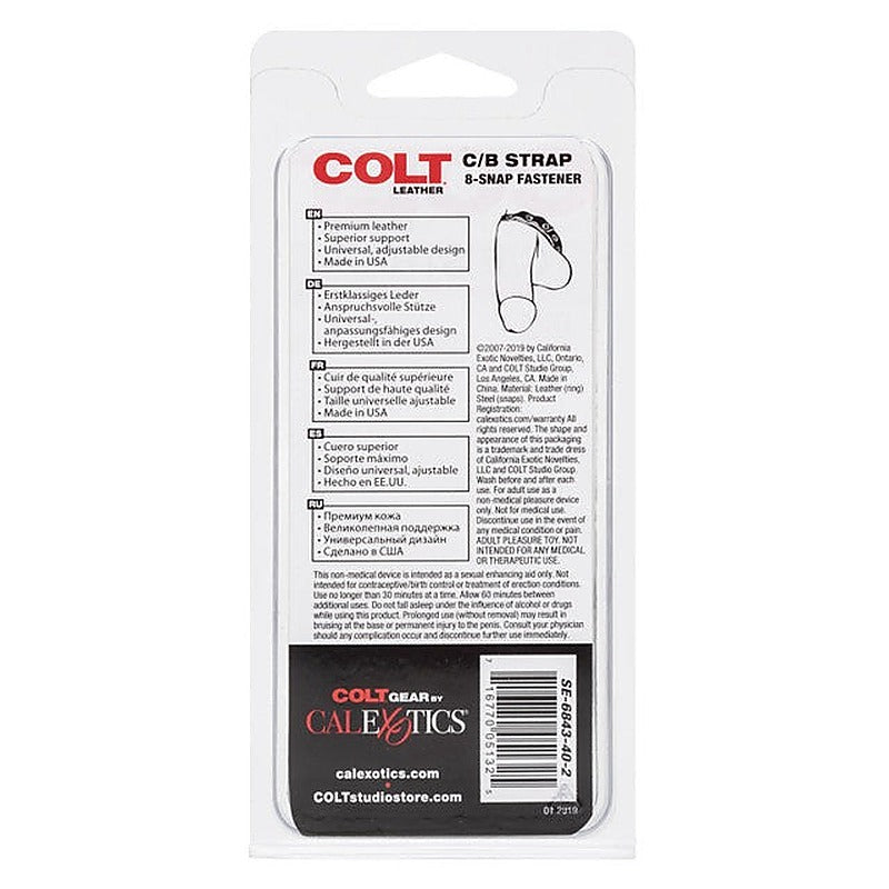 Colt Adjustable 8 Snap Fastener Leather Strap - Cock Rings