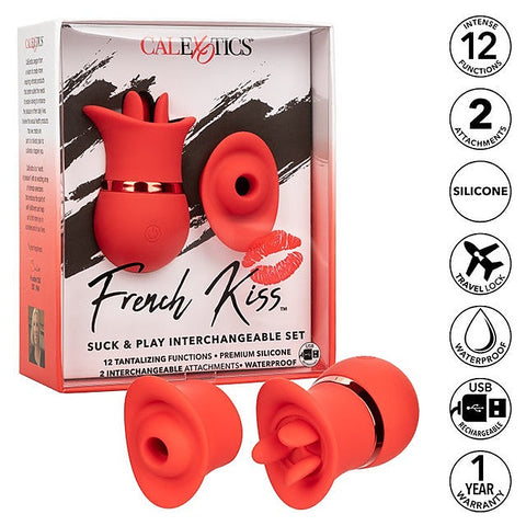 French Kiss 12 Function Suck & Play Interchangeable Set - Clit Ticklers and Pulsators