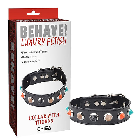 Behave Soft and Smooth Bondage Collar with Thorns by Chisa - Cuffs And Restraints