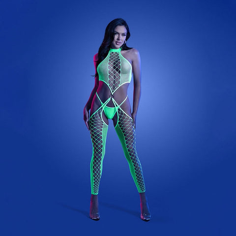 Fantasy Lingerie Radiant Allure Glow Bodystocking Set - Bras and Bra Sets