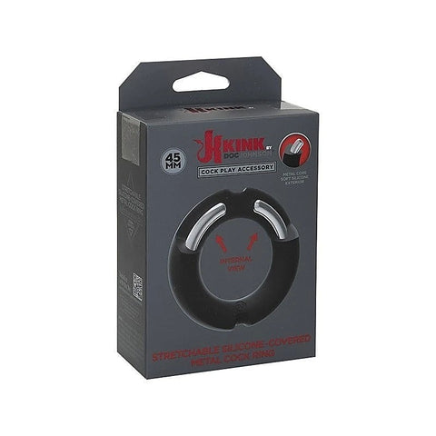 Kink Silicone Covered Metal Cock Ring 45mm by Doc Johnson - Steel Cock Rings