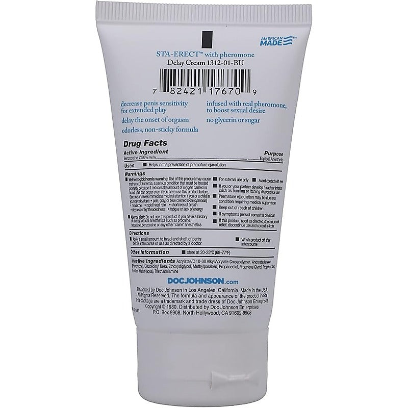 Sta Erect With Pheromone Sex Delay Cream by Doc Johnson - Delay and Excite Sprays