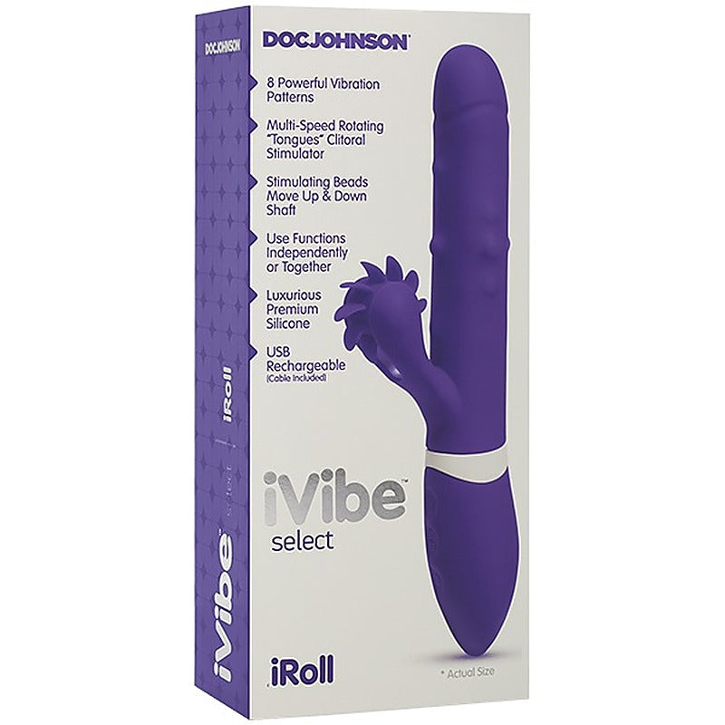 IVibe Iroll Multi Function Rabbit Vibrator With Rotating Tongue Purple - Rabbit Vibrators