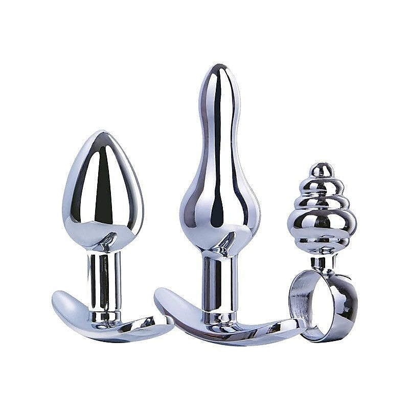 Hardware Gear T Bar Base 3 In 1 Metal Butt Plug Kit Set - Butt Plugs
