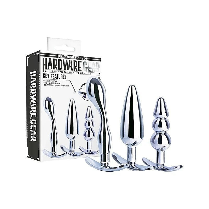 Hardware Gear 3 in 1 High Glossy Finish Metal Butt Plug Kit - Butt Plugs