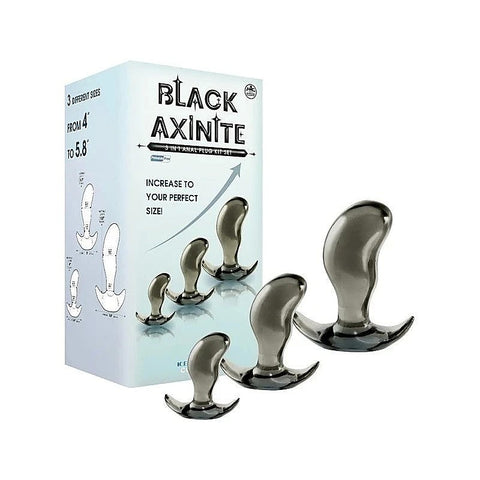 Black Axinite 3 In 1 Flexible Anal Plug Kit - Butt Plugs