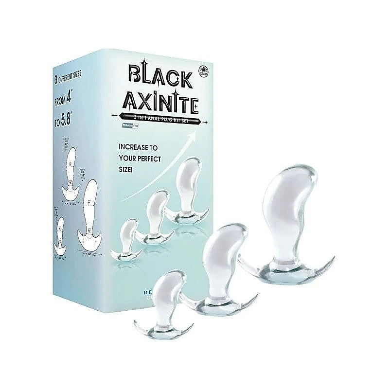 Black Axinite 3 In 1 Flexible Anal Plug Kit - Butt Plugs