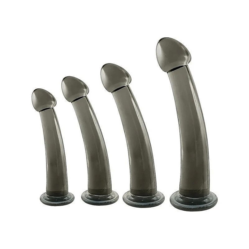 Black Axinite 4 In 1 Suction Cup Base Anal Plug Kit Set - Butt Plugs